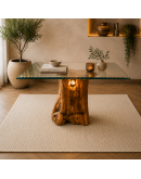 Tavolino in legno d'ulivo artigianale con led